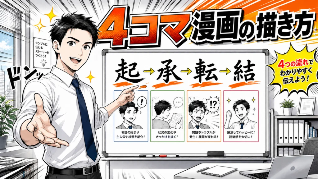 4コマ漫画の描き方：ビジネスで成果を出す起承転結3つの型