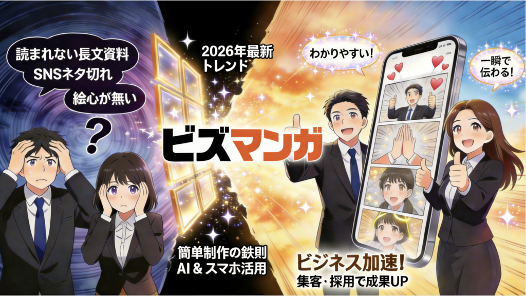【2026年最新】4コマ漫画の簡単な作り方とビジネス活用法｜AI・スマホ対策まで