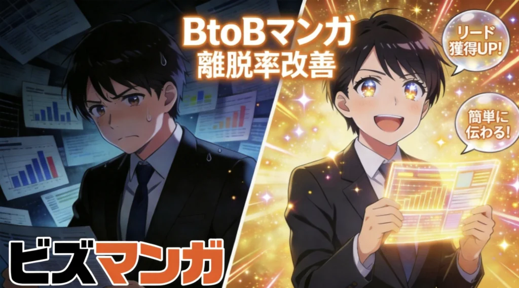 【BtoBマンガ】無形商材のLP離脱率を改善しリード獲得を増やす方法