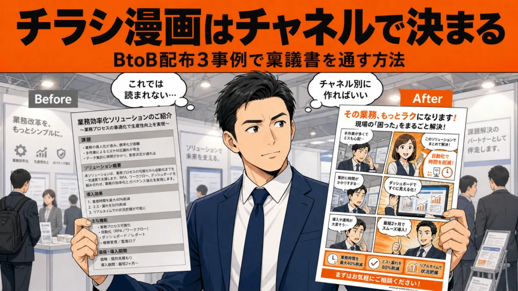 チラシ漫画で読まれない悩みを解決｜配布チャネル別の事例構造分解