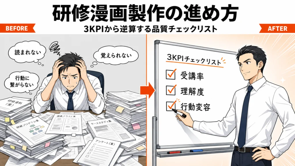 研修漫画製作の進め方｜3KPIから逆算する品質チェックリスト
