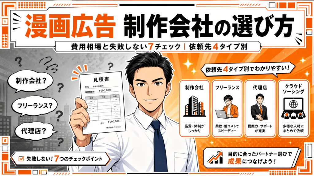 漫画広告制作会社の選び方7チェックと費用相場【依頼先4タイプ】