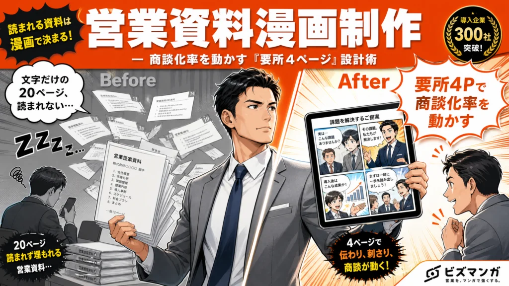 営業資料漫画制作で商談化率を動かす『要所4ページ』設計術