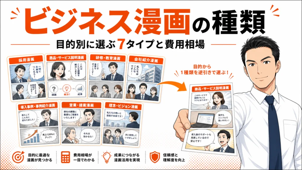 ビジネス漫画の種類とは?目的別に選ぶ7タイプと費用相場の早見表