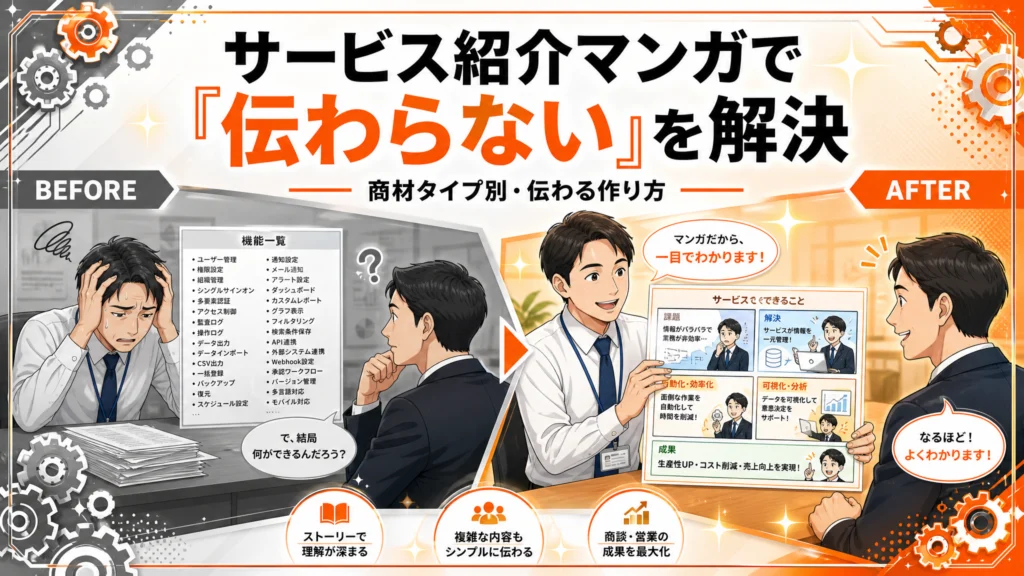 サービス紹介マンガで「伝わらない」を解決|商材タイプ別の作り方