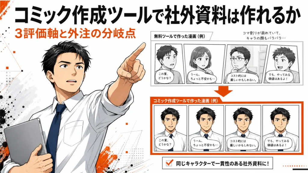 コミック作成ツールで社外資料は作れるか｜3評価軸と外注の分岐点