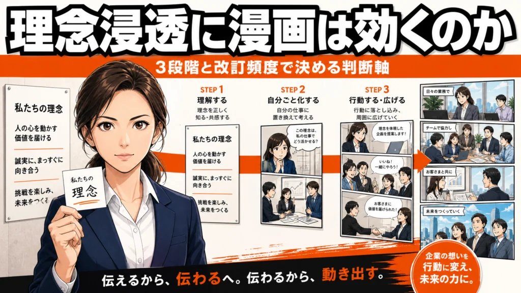 理念浸透に漫画は効くのか。3段階と改訂頻度で決める判断軸