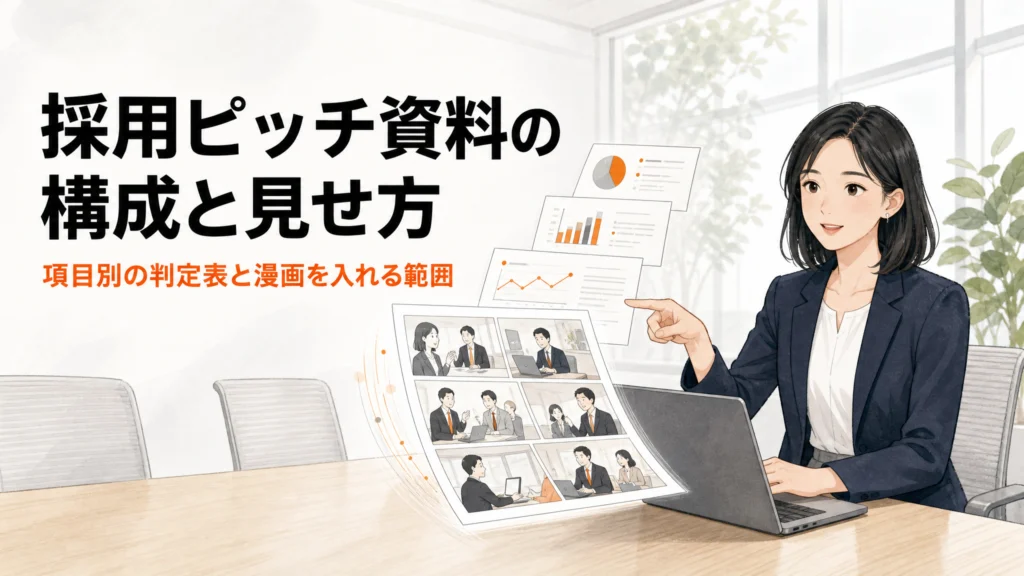 採用ピッチ資料の構成と見せ方｜15項目の判定表と漫画を入れる範囲
